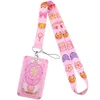 Anime Card Case Keychain Kawaii Cat Lanyard för nyckel ID -kort Gym Mobiltelefonband USB Badge Holder Cosplay Props Gift