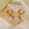 Trendy Imitation Pearl Drop Earrings Rose Gold Copper Plating Women's Statement Fashion Pierced Jewelry