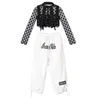 Svarta paljetter Vest White Pants for Girls Jazz Costumes Kids Hip Hop Clothes Stage Performance Outfit Festival Clothing XS3650