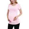 T-shirt di maternità estate Short Petals Maniche maglietta con laterale sconvolto abiti da gravidanza Donne topi tunica magliette casuali di base