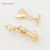 18K Gold Plated Brass Metal Heart Shape OT Clasps, Bowknot Connector Clasps Hooks Fastener för handgjorda DIY -smycken Fynd