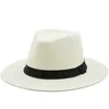 Fashion Summer Women Men Paglie Sun Cappello con ampio Panama per la spiaggia Fedora Jazz taglia 5658 cm 240410