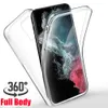 360 Fullkroppsfodral för Samsung S22 S23 S24 Ultra 5G Double Side Silicone TPU Transparent Coque Sumsung S 22 22 24 Plus S23+ S24+