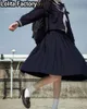 65cm longuette JK Uniform Sets Japanese Women girl uniform autumn Short/long Sleeve School Uniforms College Sailor Pleated Skirt