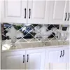 Wandstickers Acryl Mirror Sticker Decor 3d Home Dining Room Decoratie Zelfklevend Diamant aangepaste maat 210308 Drop levering Gard Dhulv