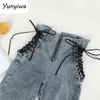 Frauen Jeans weibliche Denimhose Schnürung auf Seite Womens plus Siz 5xl Stretch Hohe Taille Feminino Skinny für Frauenhosen