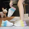 Casual Shoes Spring Color Matching Sponge Cake Tjocksoled White Women's Flat-Soled Bekväm all-match singel