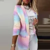 Damespakken Blazers Blazer For Women Spring Tie-Dye gradiënt lange mouw raapel Jacket Business Pak kantoor dame casual blazer vest c240410