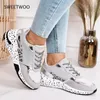 Scarpe casual donna sneakers 2024 leopardo stampato a pizzo vulcanize piattaforma sport ladies traspirante