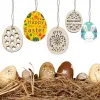 30/50/60/80 mm Diy Easter Egg Hout Slakken Paas HangiBng Hanger Unfinished Wood Crafts For Happy Easter Party Kids Graffiti Egg