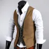 Män formell västmäst Vest Business Solid Color Single Button Vest Gilet Fake Two-Pieces V Neck Casual Slim Chaleecos Para Hombre 240408