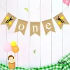 First Birthday Party Flag Bee en één drukklappen Banner Swallowtail Bunting Baby Shower Hangende Garland feestartikelen