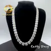 Moderappare smycken 13mm moissanite diamant tennis halsband silver 925 fast rygg isad ut hiphop smycken halsband kedja
