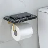 Gebürstete goldene Badezimmerrollpapierhalter Soild Brass Marmor Bad Handy Handtuch Rack Toilettengewebeschelfwand montiert
