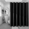 Rideau de bain imperméable noir avec crochets en métal argenté épais blancs de douche de salle de bain de salle de bain baignoire couverture de baignoire extra large largeur