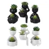 Decorative Flowers 3Pcs Succulents Plants Artificial In Pots Small Resin Greenery Ceramic Pot For Home & Living Decor