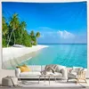 Tapissries Seaside Landscape Tapestry Blue Ocean Beach Tropical Woods Outdoor Nature Garden Wall Hanging Home Room Decor