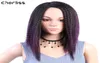 Parrucche sintetiche yaki parrucca dritta ombre 14quotinch capelli lunghi laterale naturale parte naturale per donne nere resistenti al calore in fibra2075816
