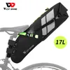 West Cykling 17L Bike Saddle Bag Waterproof Reflective Cycling Mtb Trunk Pannier stor kapacitet vikbar svans baksäckar svart