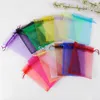 (9x12cm)100pcs Organza Jewelry Bags Drawstring Gift Bags Christmas Halloween Gift Packaging Bags Wedding Candy Box Chocolate Bag