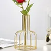 Vases Metal Flower Stand Vase Creative Desktop Decor For Apartment Home Glass Flowers Rose Single