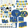 Feliz judeu Hanukkah Candle Chanukah Placas de tabela descartáveis conjuntos de tabela de tabela chanukah menorah cerâmica favora decorações