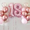 2pcs Ballons de joyeux anniversaire Numéro d'or rose ballons ballons 18e anniversaire décorations de fête enfants adultes 18 ballons d'anniversaire