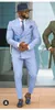 Summer Slim Fit Sky Blue Suits For Men Double Breasted Jacket 3 Piece Costume Homme Casual Blazers Beach Wedding Custom Made