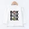 "Box Box Box" F1 Tire composto Design per bambini maglietta a maniche lunghe bambini abiti regalo estivi boy hipster tops per bambini