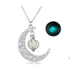 Colliers pendants façonner le collier de lune noctilucence brillance dans les médaillards à huile essentielle foncée chaînes juives pour les femmes cadeaux dro 831