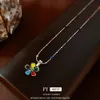 Collana floreale gocciolante per gocce di olio colorato in acciaio in titanio, piccola catena versatile fresca e alla moda, collana personalizzata ed elegante