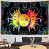 Mandala tapestry vit svart sol och måne tapestry vägg hängande tarot hippie vägg mattor sovsal dekor filt 240409