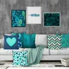 Teal Blue Pillowcase 45x45cm هندسة وسائد أريكة البوليستر أريكة تغطية ترمي