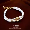 Echtes gold elektroplattiertes Mondlicht Stein Doppelschicht Perle Mode personalisiertes Armband Französisch Licht vielseitiges Handwerk für Frauen