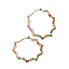 Boucles d'oreilles cerceaux européens et américains minimalistes à la main cristal multicolore pour les bijoux de cadeaux pour femmes en gros