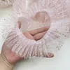 Lolita rose bronzing étoile maillage densifié densifié en dentelle plissée bricolage crafeur artisanat en tissu réfléchissant jupe décoration de couture de couture