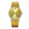 Zegarek zegarek vintage Watch Women Silver Gold Mesh Love Serce Fashion Casual Damskie zegarki kwarcowe Relogio feminino