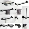 Matte Black Bathroom Accessories Hardware Set Towel Bar Rail Towel Rack Hook Soap Dish Toilet Brush Tumbler Holder Paper Holder