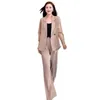 Women's Two Piece Pants Wide Leg Set Elegant Business Suit With Mesh Sleeve Coat For Women Formal Office Wear Outfit Spring