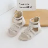 Sneakers 2022 Sommer Neue Openentoed Römische Sandalen Kinder Mode süße Prinzessinschuhe Einfacher koreanischer Stil Rücken Reißverschluss Mädchen Flat Schuhe lässig