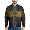 Giacche da uomo maschile stampato 3D Dragonfly Zipper Uomo Vintage Animal Graphic Spazza per bomber casual Bomber Cannicencella