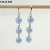 Dangle Earrings MLRRR Vintage Classic Beautiful Romantic Natural Stone Blue Faceted Handmade Beaded Pendant