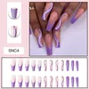 Sisful Long Coffin 24 Pieces Press On Nails Set, Inkludera nagelim, gelélimtejp, alkohol bomull, nagelfil, nagelbandpinne