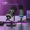 Mikrofoner FIFINE USB/XLR -dynamisk mikrofon med beröring av mute -knapp hörlurar Jack I/O -kontroll lämplig för PC PS5/4 Mixer -spelförstärkare AM8Q