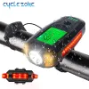 Cykelljusuppsättning med hastighetsmätare USB -uppladdningsbar strålkastare Super Bright Front LED 5 belysningslägen för cykling Bicycle Light