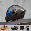 2024 Nova motocicleta Profissional Racing Virar capacete Absor ABS Material modular Lente dupla Capacetes Bluetooth Certificação DOT