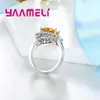 Anillos de racimo Hermoso colorido Flor de circón Femenino 925 Sterling Plata brillante Diseño ovalado Dropship de bodas para mujeres