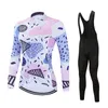 Lente vrouwen lange mouw fietskleding MTB fietsen slabbetje pant ropa ciclismo fiets kleding sportkleding pak fietsjersey set