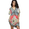 Boho Style Summer Women Dress Sexy Sundresses Ethnic Print Tunic Beach Dresses Plus Size Casual Silk Clothing 240319