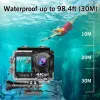 Kamera WiFi Action Camera 4K 30fps Çift Ekran 170 ° geniş açı 4 x Zoom 30m Su Geçirmez Spor Kamerası Uzaktan Kumanda